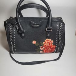 Calvin Klein Saffiano Leather Woven Chain and Embroidered Flower Women's Bag