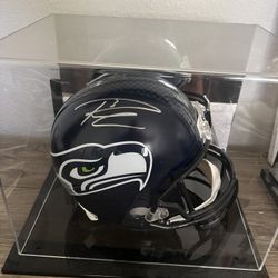 Russell Wilson Signed Helmet With Display Case And Certicate Of Authenticity