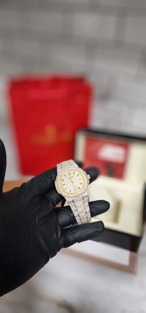 Iced Out Moissanite Watch