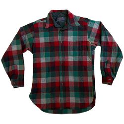 Vintage Pendleton Green Plaid 100% Pure Wool Flannel Men's Size Medium USA Made