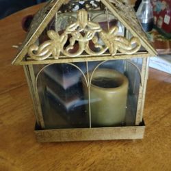 Brass/glass Candle Holder