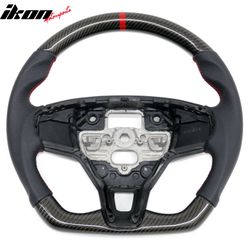 Fits 2021–2026 Ford Mustang Mach-E Carbon Fiber Steering Wheel Red Stitch/Indicator
