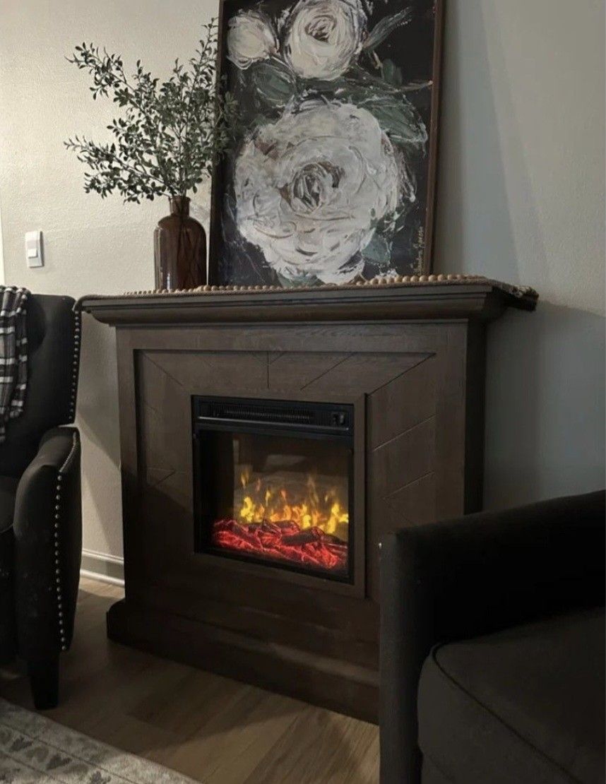 Electric Fireplace, Finish-Chico Oak, Dimensions- 38" H X 42" W X 11.63" D