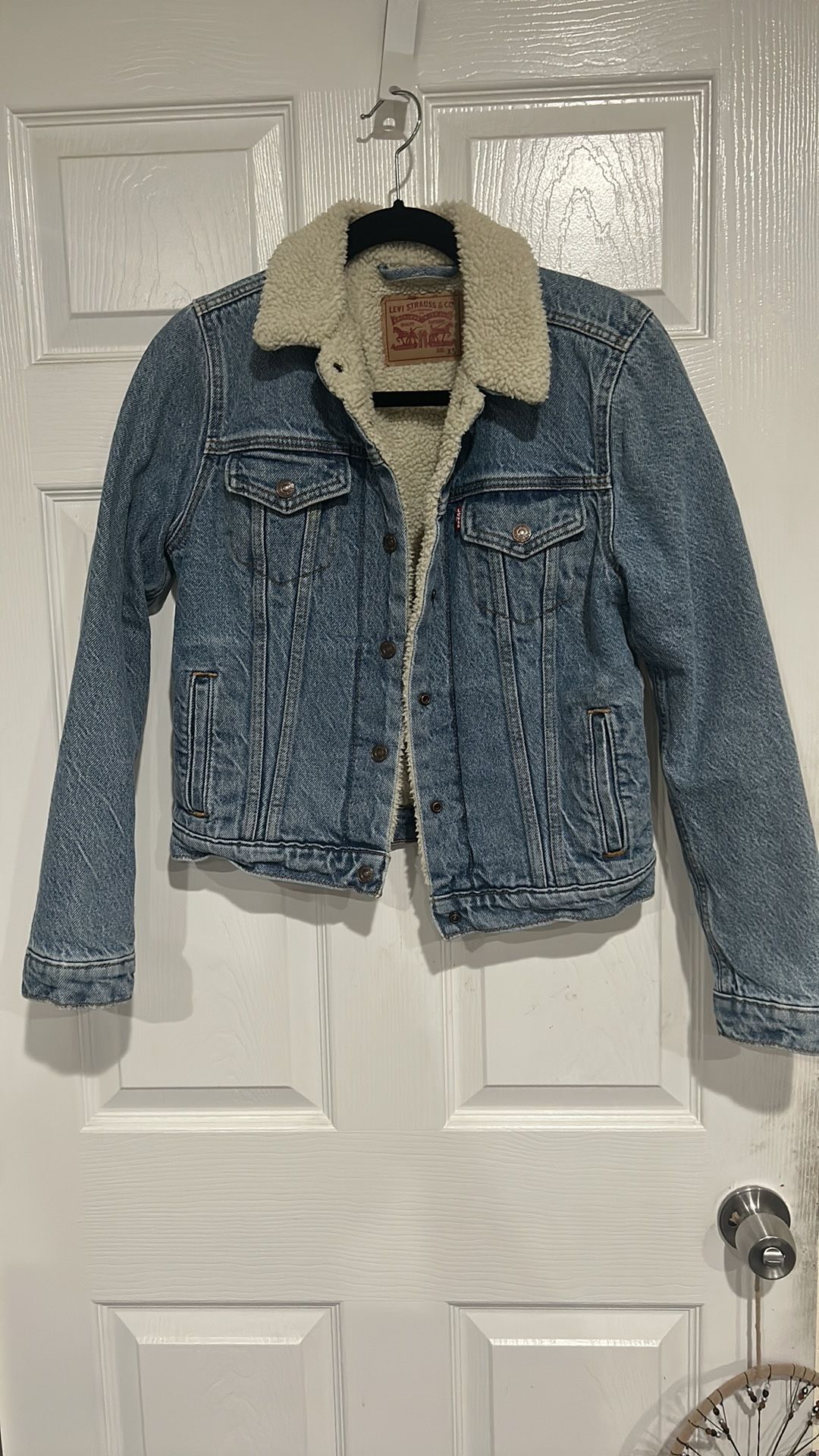 Levi's Blue Denim Sherpa Jacket used Size: XS Levi's