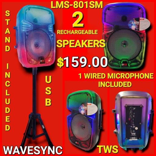 Bluetooth speakers DUAL PAIR RECHARGEABLES bocinas 🚥🎁 WAVESYNC