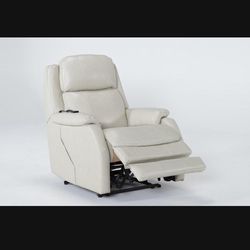 Leather Massage/Heat Recliner - (Pearl) Living Spaces 
