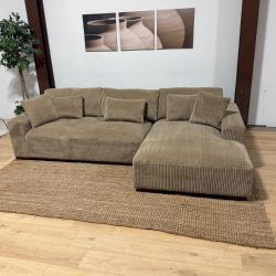 Camel Corduroy Sectional | Brand New | Delivery Available
