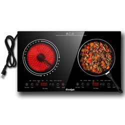 Cooksir 2 Burner Electric Cooktop - 24 Inch(23.6"X 13.8") Built-In & Countertop Electric Stove Top, 120V Double Burner Ceramic Cooktop Portable With S