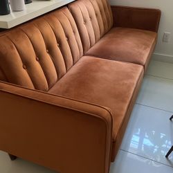 Futon Sofa Bed brown velvet 82”