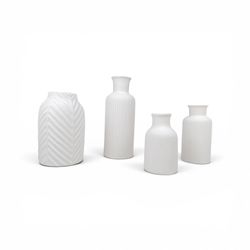 Set of 4 White Ceramic Vases