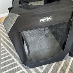 EliteField 3-Door Folding Soft Dog Crate with Carrying Bag and Fleece Bed