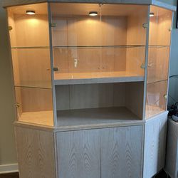 Scan Design Display/China Cabinet With Glass Doors & Illumination