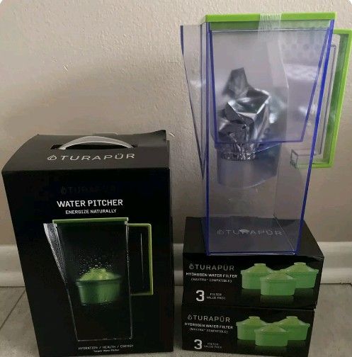 NEW Turapur Hydrogen Water Filter Pitcher w/ 7 SEALED Hydrogen Water Filters