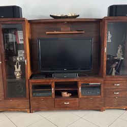 Traditional solid-wood entertainment center