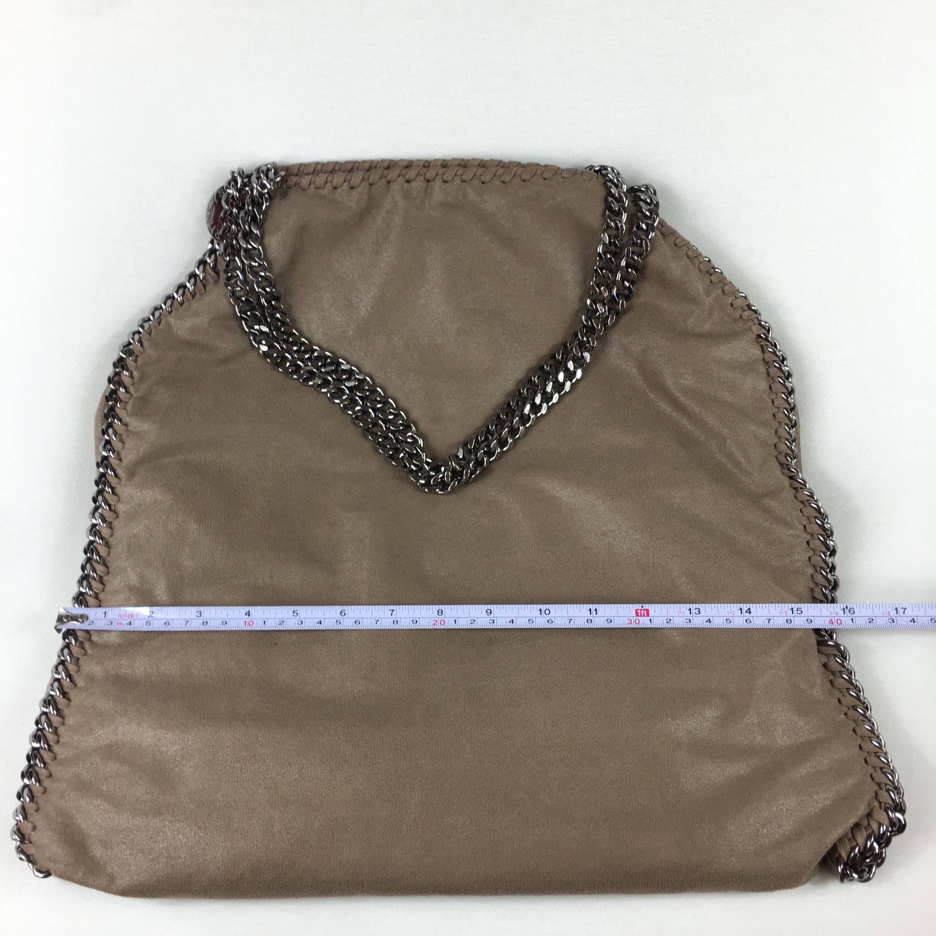 Falabella Shaggy deer beige large tote bag purse heavy chain metal handles