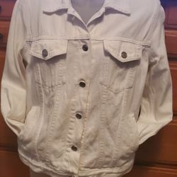 Ladies White Jean Jacket Size Small