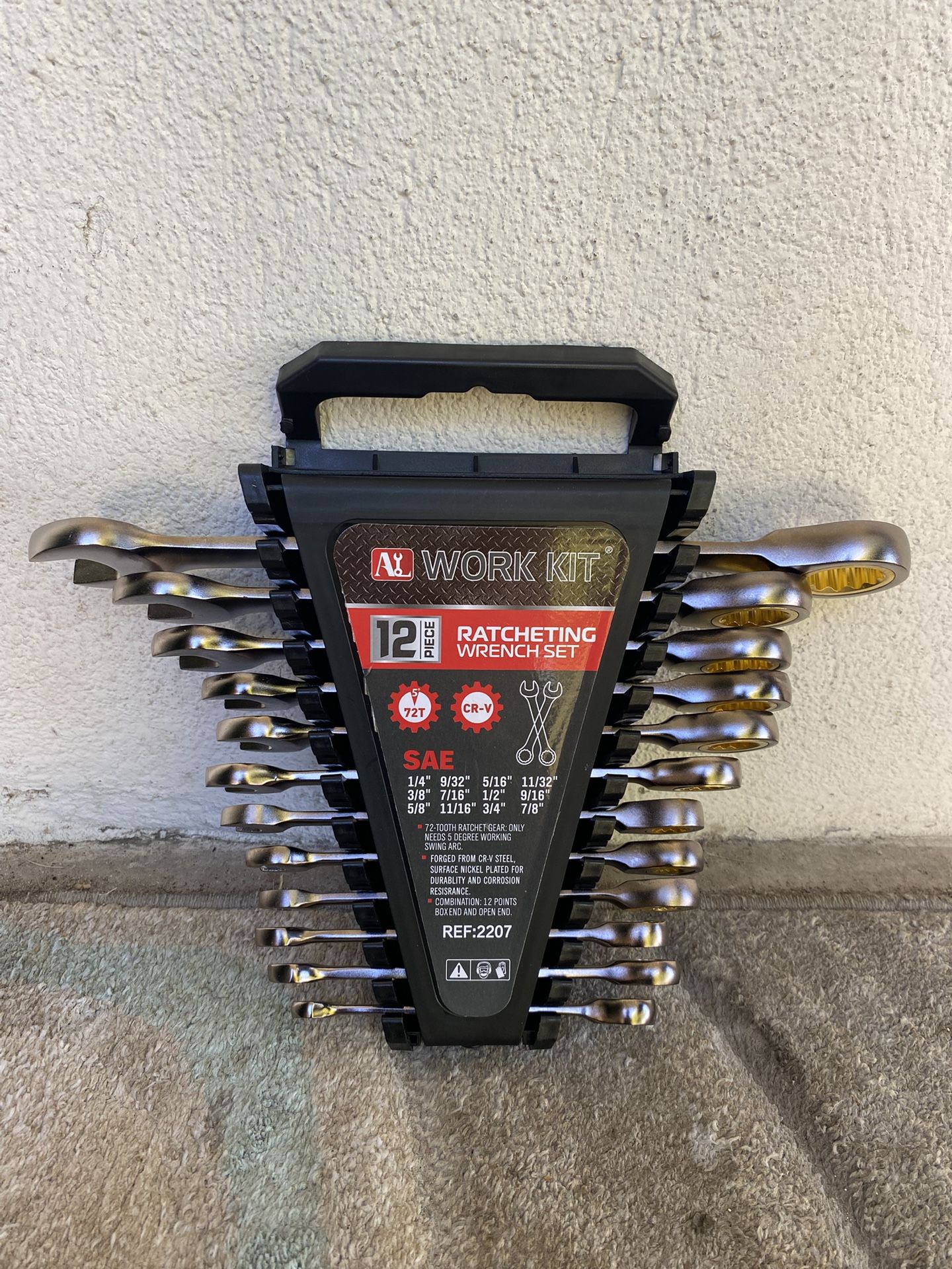 12 PCS- SAE Ratcheting Wrench Set,