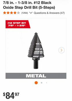 7/8 in. - 1-3/8 in. #12 Black Oxide Step Drill Bit (5-Steps)