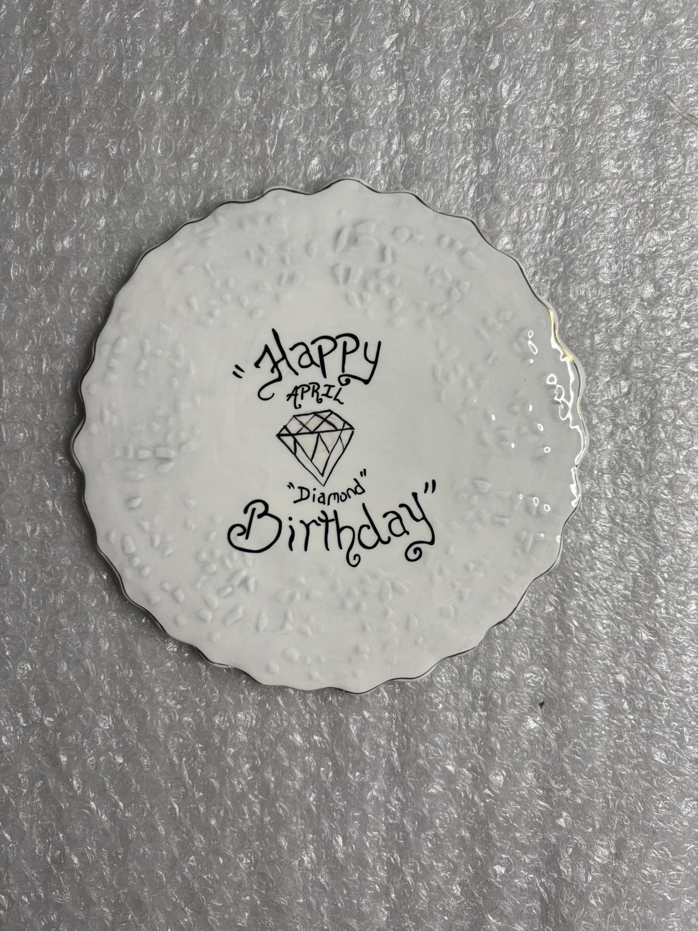 Blue Sky Clayworks "Happy April Diamond Birthday" tealight holder