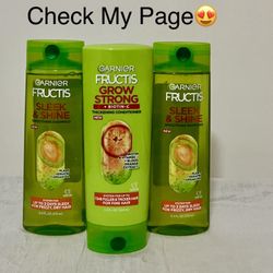 Garnier Fructis Sleek And Shine/ Grow Strong  Shampoo/ Conditioner Set