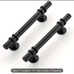 6 Inch  Kitchen Cupboard Handles with Round Base Matte Black