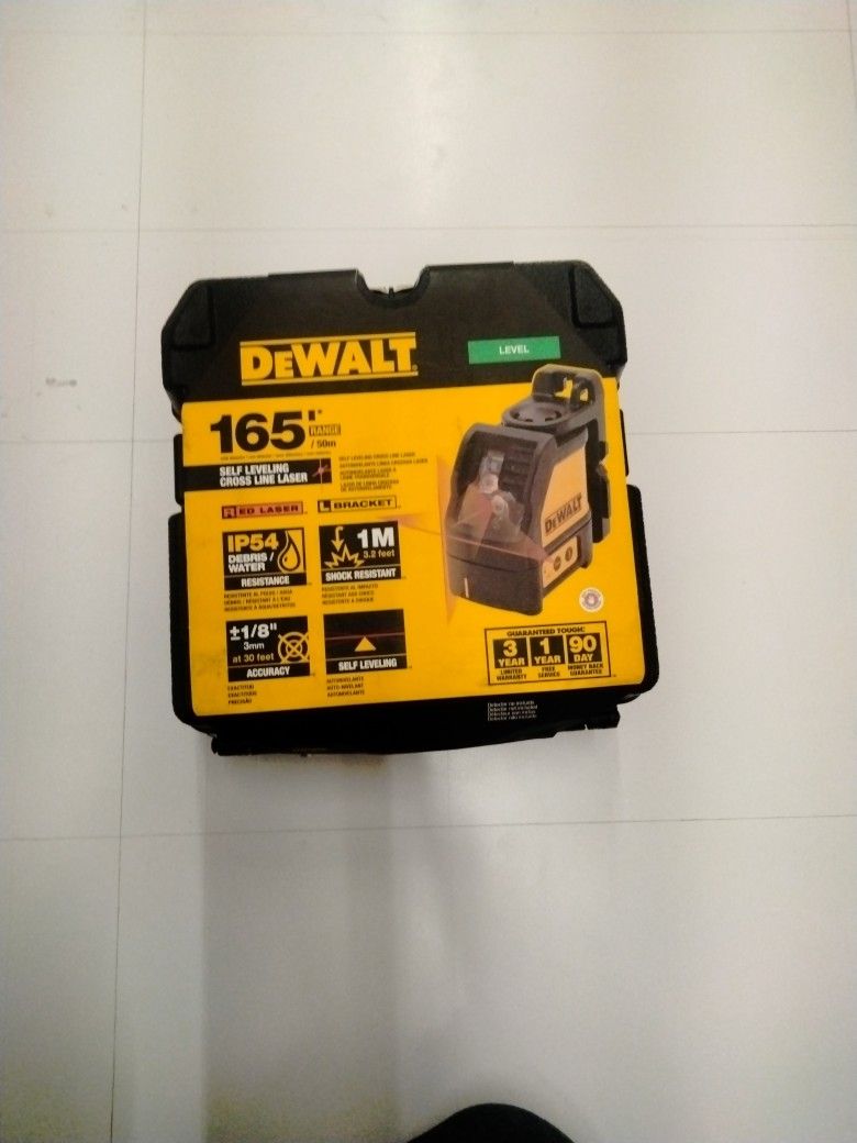 DEWALT 165 ft. Red Self-Leveling Cross-Line Laser Level with (3) AA Batteries & Case