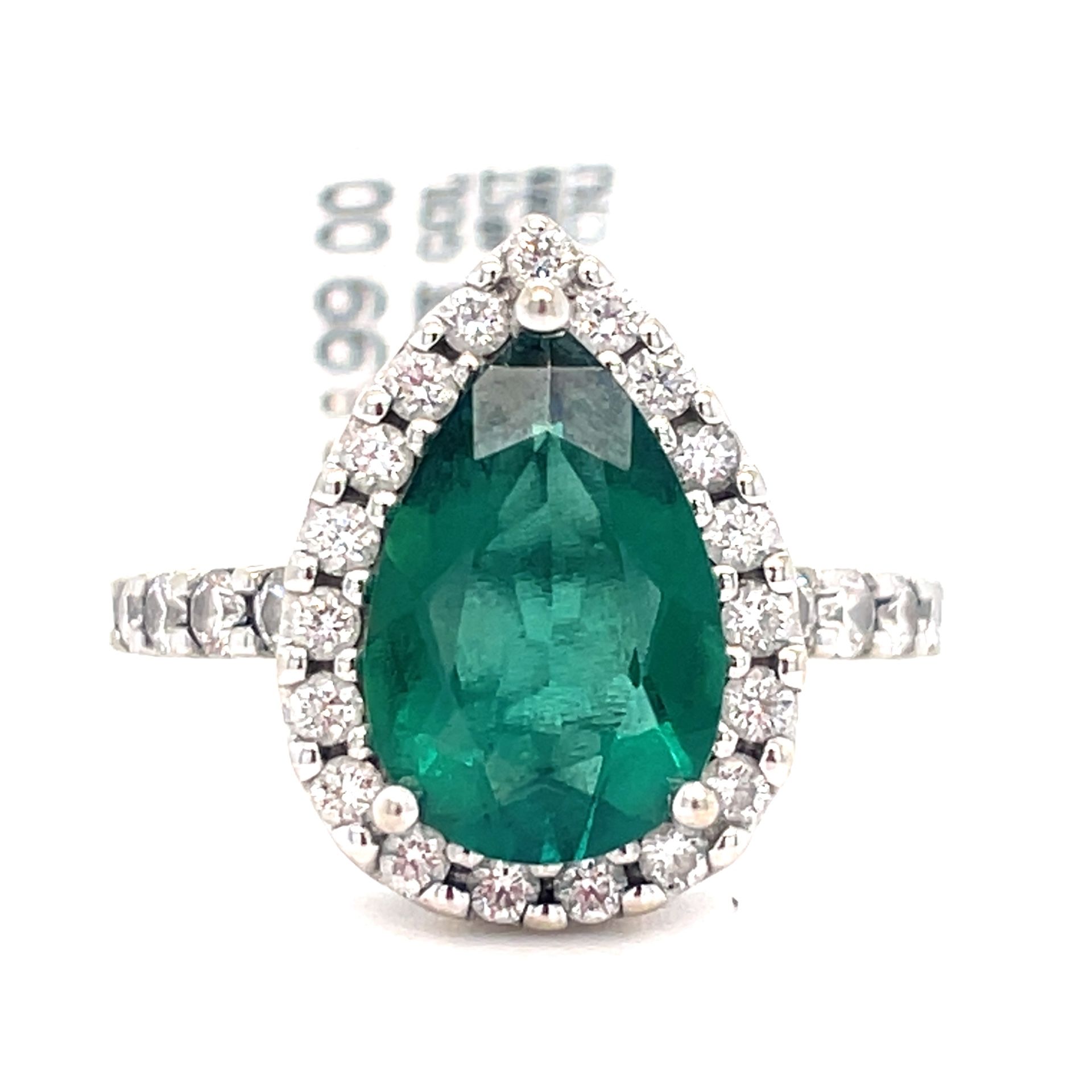 14Kt White Gold Lab Emerald Diamond Ring 4.80g .65CTW Size 7 187602