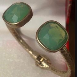 Pulsera Caña Gold Fillet Piedras Jade Joyería Antigua 