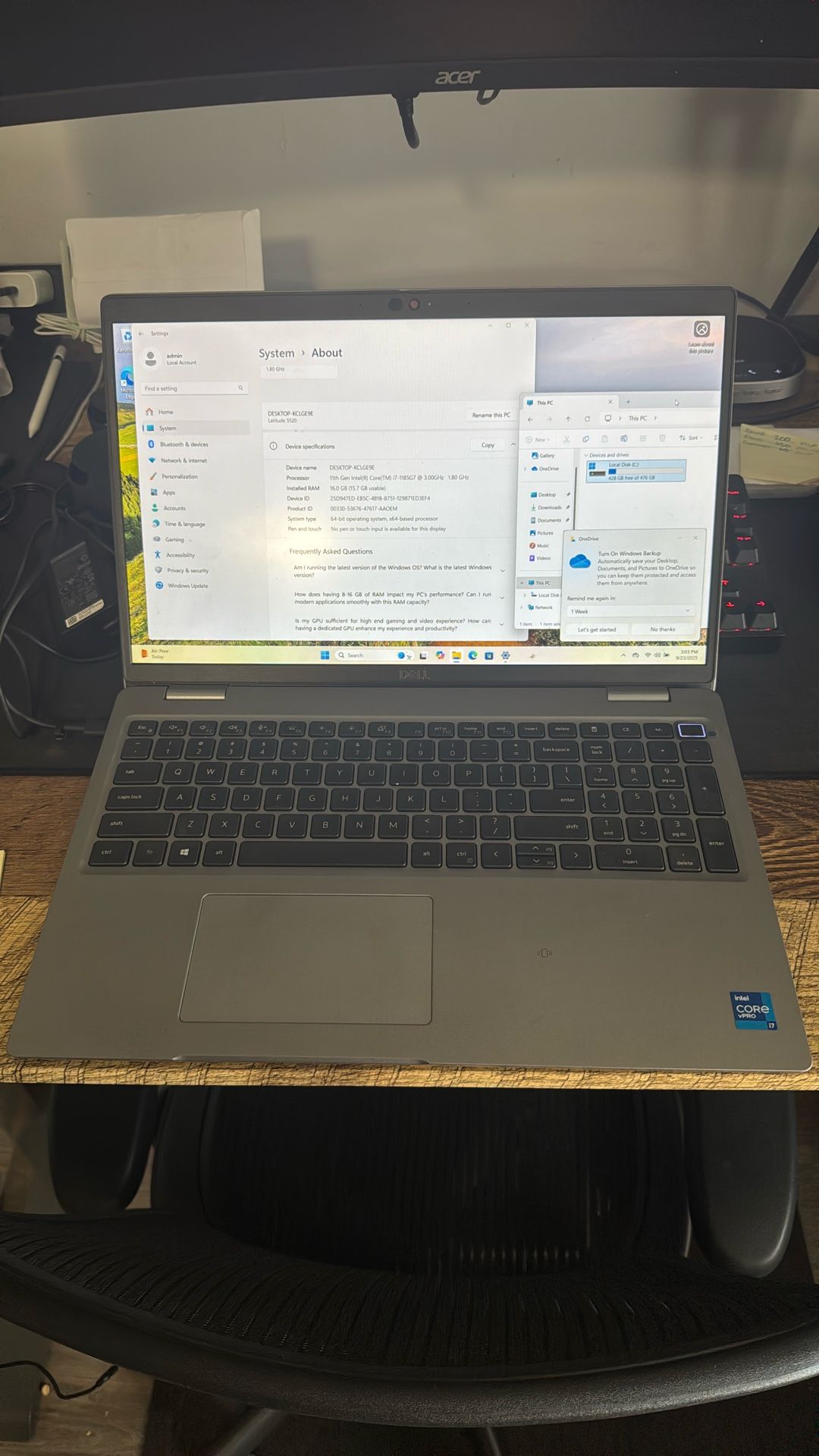 Latitude 5520 With Windows 11pro  500 GB HD 16GB Ram