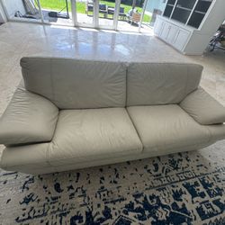 Modern Beige Leather Sofa – Comfortable & Stylish