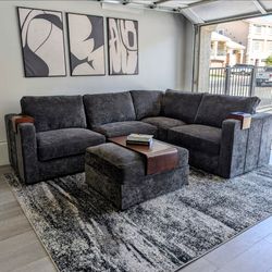 Lovesac Sactionals Charcoal Gray Corded Velvet Modular Sectional Sofa - Like New - Free Delivery