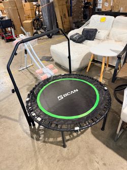 Foldable Mini Trampoline, 40" Fitness Trampoline with Bungees, Stable & Quiet Exercise