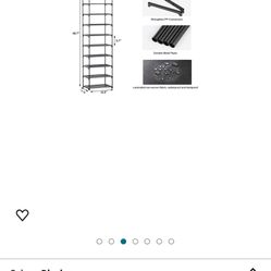 HODYANN 10 Tiers Shoe Rack, 20 Pairs Narrow Shoe Rack Organizer, Space Saving Non-Woven Fabric Metal Shoe Shelf, Stackable Large Shoe Rack for Closet 