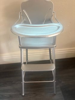 Vintage Metal Baby High Chair with Tray