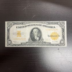 1922 $10 Large Size Gold Certificate United States Paper Money 