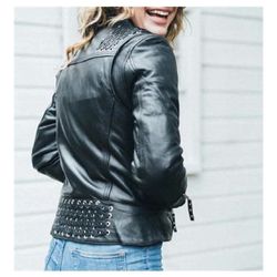 First Classics Authentic Riding Gear Genuine Leather Women’s S Motorcycle Jacket Removable Polyester Liner Heavy Duty 