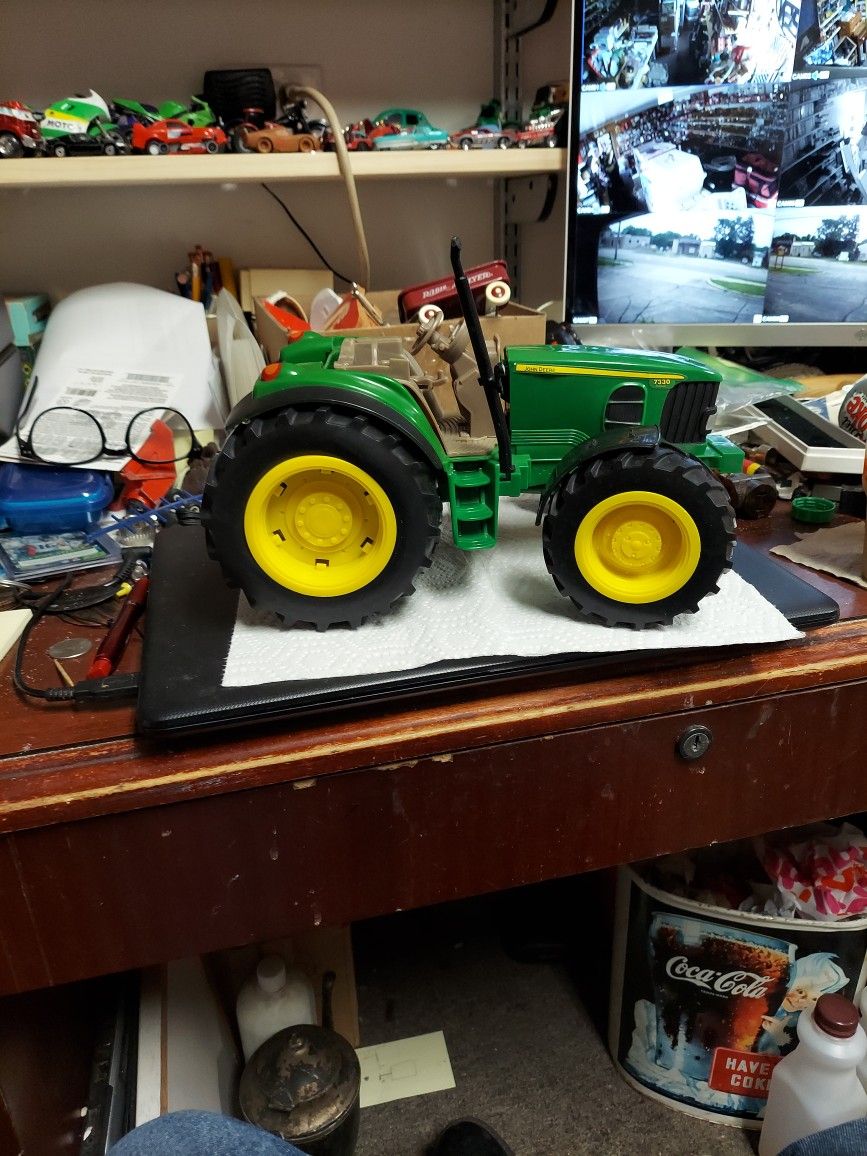 John Deere Tractor, 12 Inches Long, Plastic, Like New