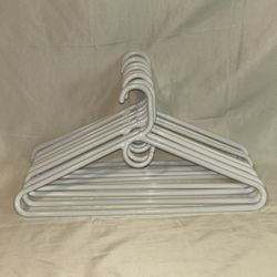 Thick Plastic HD Heavy Duty Hangers, 8 Pcs., White, Made In U. S. A., Durable, Tubular 