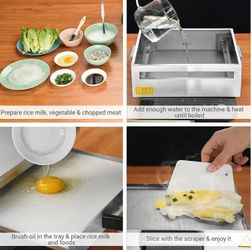 WeChef Rice Roll Steamer Stainless Steel +2 Trays - Dim Sum Cooker - Indoor/Outdoor Cooking - Memorial Day Sale