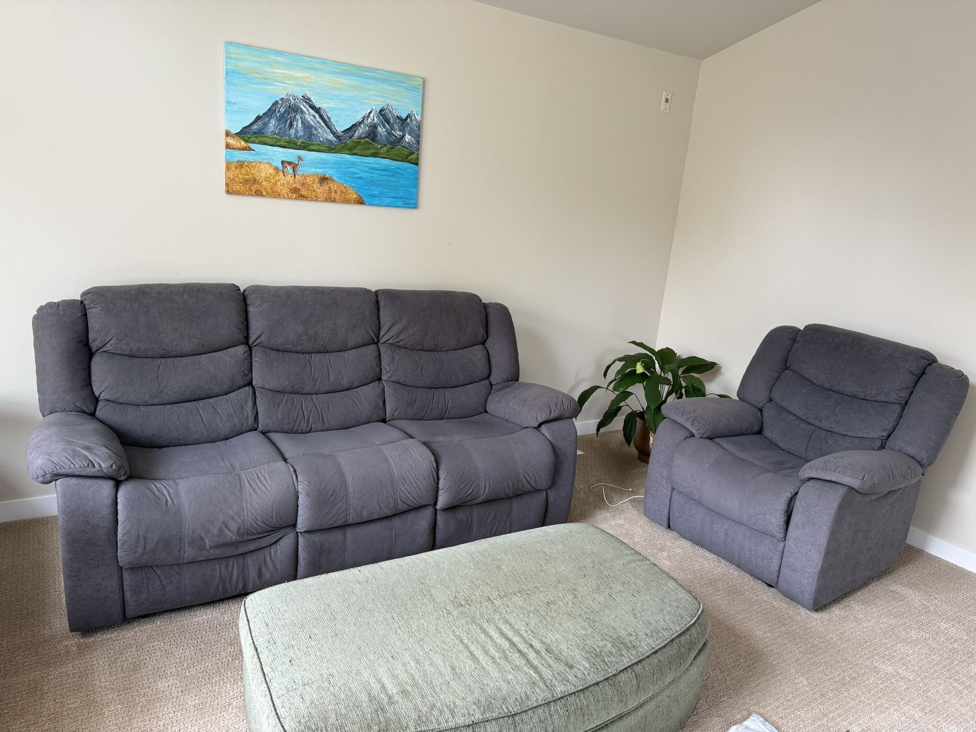 Recliner Couch + Recliner + Ottoo