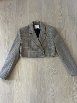Zara Plaid Cropped Blazer