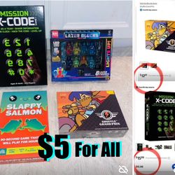 $5 For All brand new board games and toy characters all included
