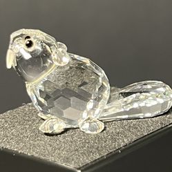 Swarovski 1990s Endangered Species Sitting Baby Beaver Figurine, 164638, 1”
