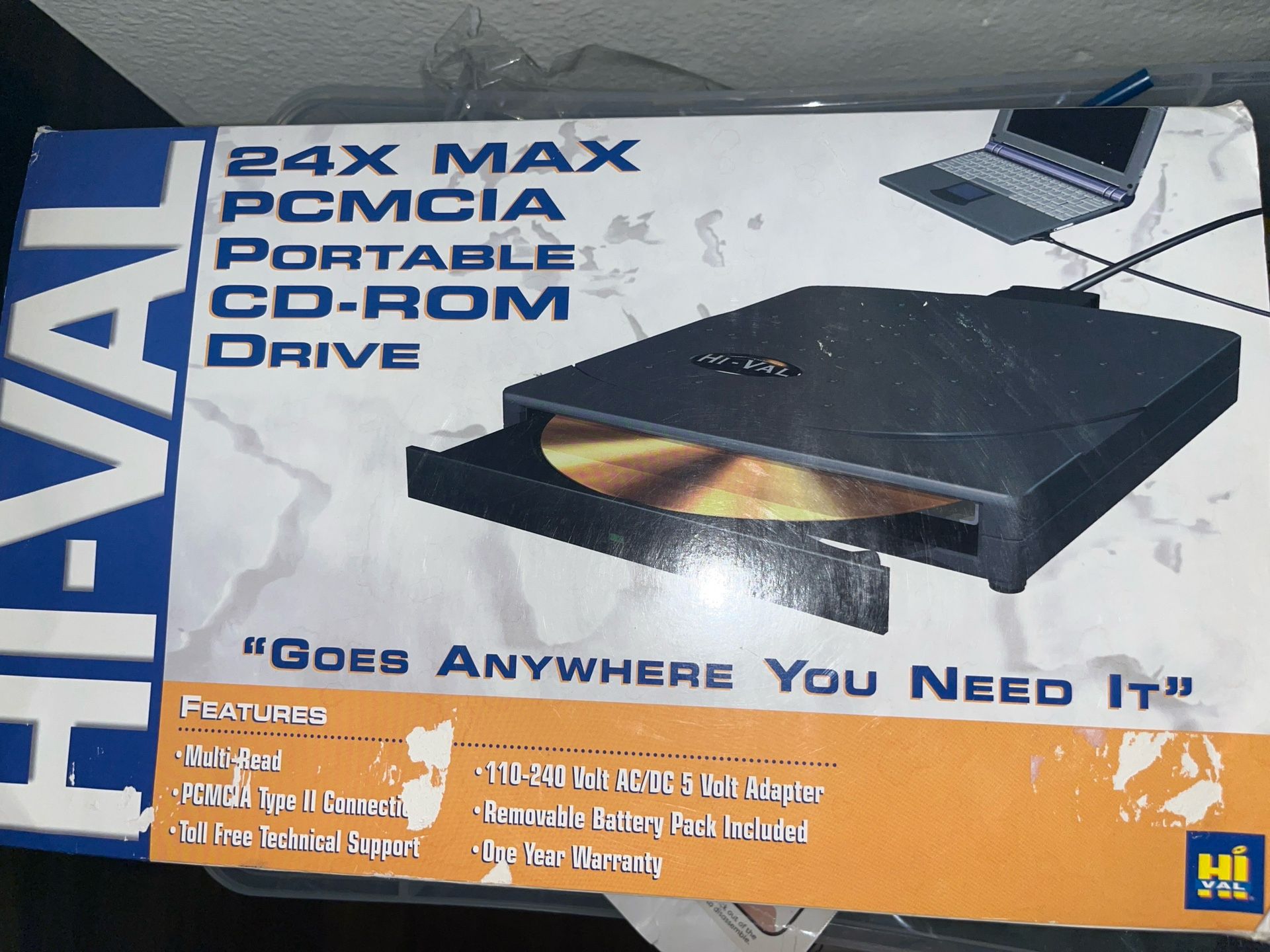 Hi-Val Slimline 24X PCMCIA Portable CD-ROM Drive (Complete in Box)