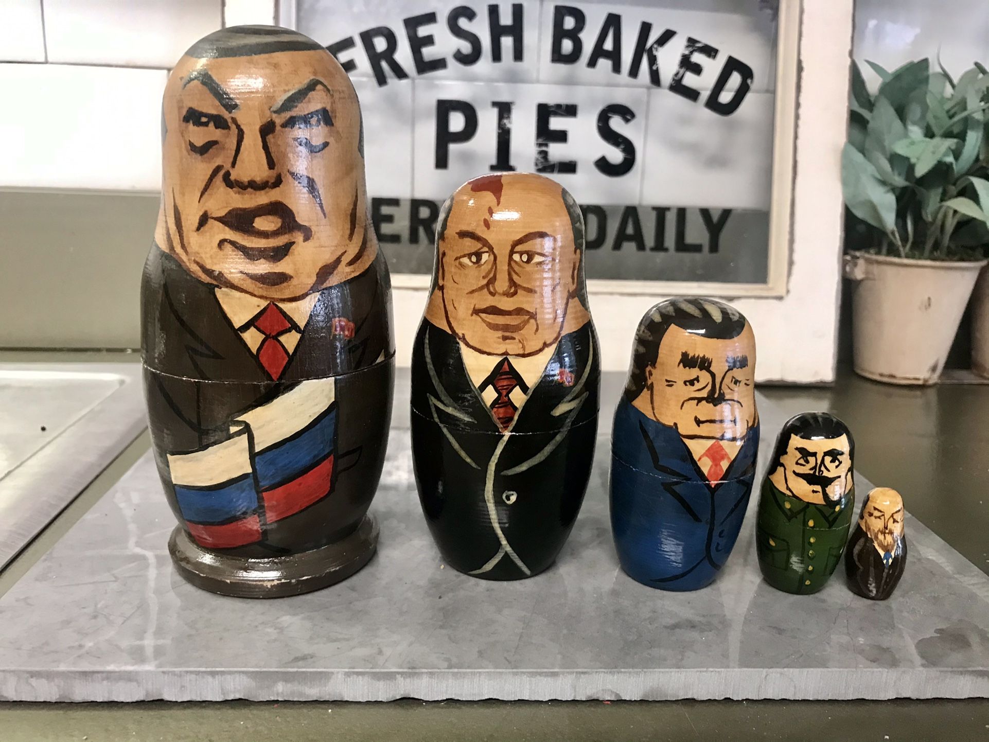 Vintage Russian Political Figures Nesting Dolls