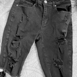 Distressed Jean Shorts   Black /gray 