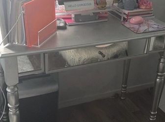 Silver and Glass Vanity Desk