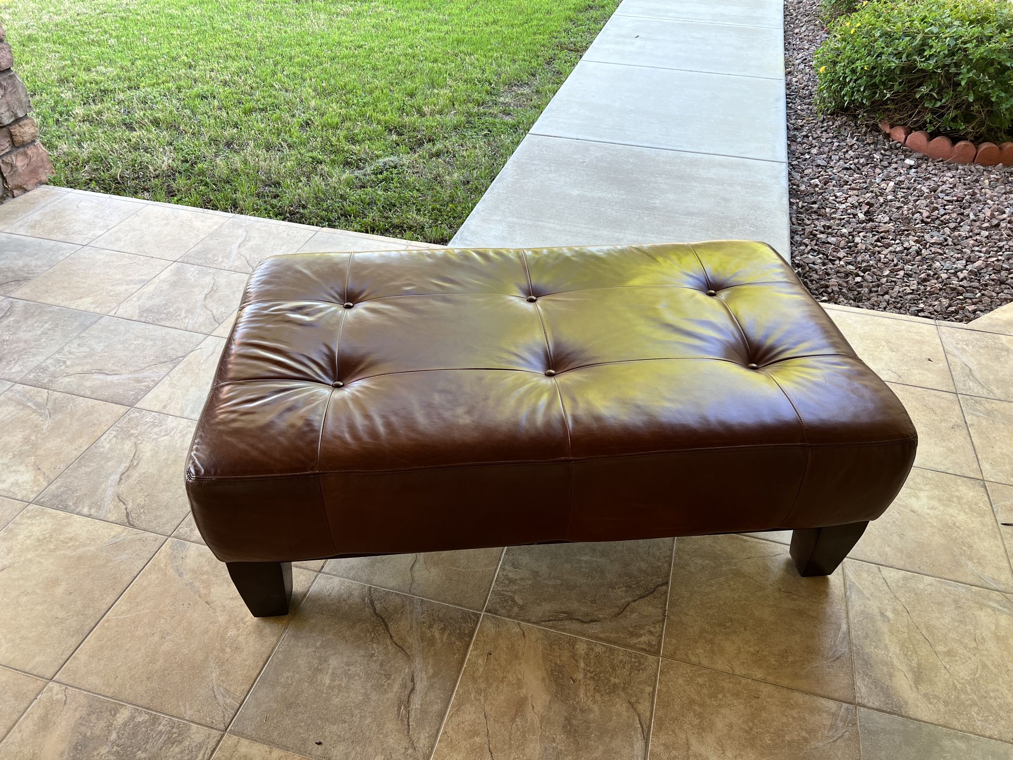 Leather Ottoman/Sullivan Collection by Pottery Barn