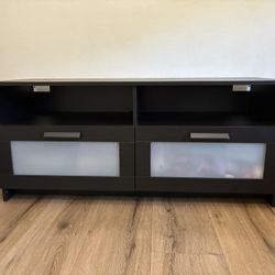 Modern TV Stand with Frosted Glass Drawers Black