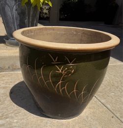Large Green Glazed Ceramic Garden Planter